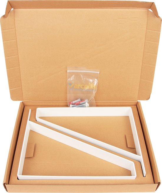 Marcellis - Industriële plankdrager XL - Voor plank 30cm - mat wit - staal - incl. bevestigingsmateriaal + schroefbit - type 1