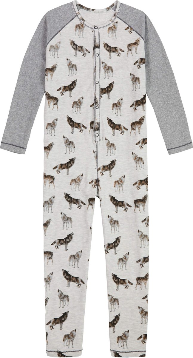 Combi-pyjama loup garçon - gris clair