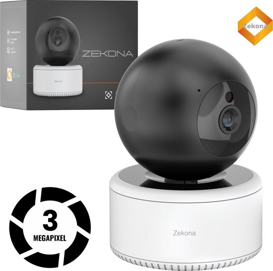 Zekona 10i - Beveiligingscamera voor binnen - 3MegaPixel - WiFi - BabyFoon met app - Huisdiercamera - + 32GB SD kaart