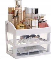 Qualix Make Up Organizer XL - Cosmetica - Sieraden - Nagellak - Bureau - Opbergdoos - Met Lades - Transparant/ Crème
