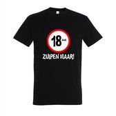 18 Jaar Verjaardag Cadeau - T-shirt 18 jaar zuipen maar | S | Zwart