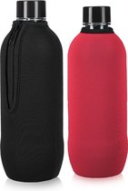 kwmobile 2x flessenkoeler - Hoes geschikt voor Sodastream Crystal, Crystal 2.0 en Penguin - Voor 615 ml flessen - Koeler van neopreen in zwart / rood