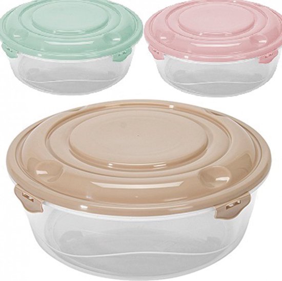 Conteneur alimentaire 4 clips, rond, 0 l couleur tendance 3 PIÈCES