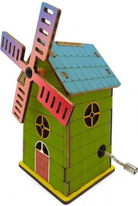 Bouwpakket Muziekdoosje Speeldoosje Molen- hout van Robotime — afbeelding 2