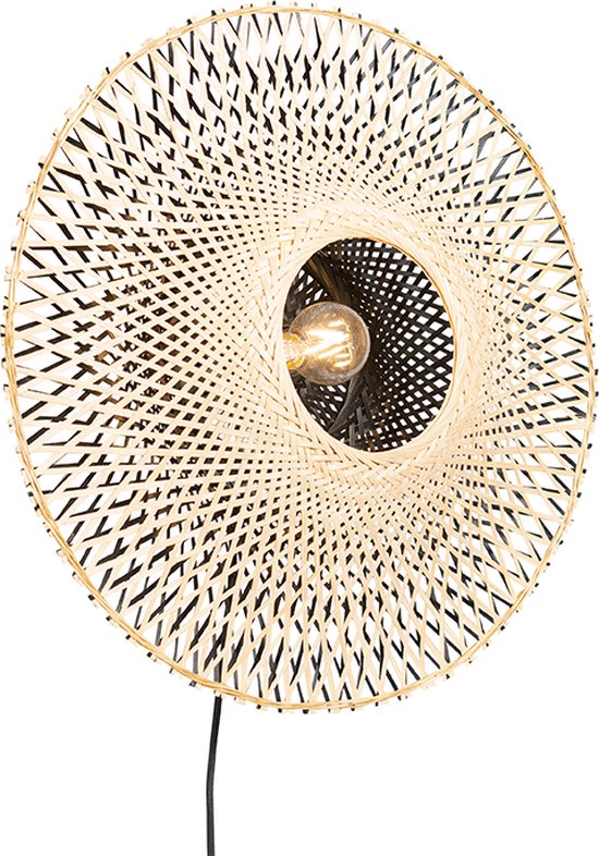 QAZQA rina - Oosterse Wandlamp voor binnen - 1 lichts - D 19 cm - Naturel - Woonkamer | Slaapkamer | Keuken