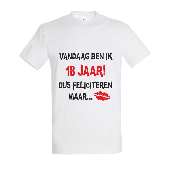 18 Jaar Verjaardag Cadeau Tshirt Vandaag ben ik 18 jaar dus feliciteren maar M Wit bol