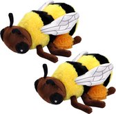 Wild Republic - Set van 2x stuks pluche knuffel dieren Eco-kins honing bijen van 25 cm