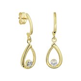 Magnifiques boucles d' Boucles d'oreilles pendantes pendantes en or jaune 14 carats avec zircone