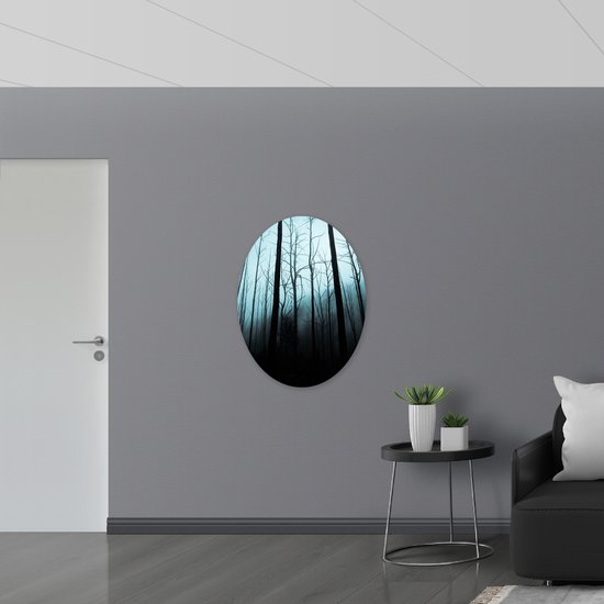 WallClassics - Panneau de mousse PVC ovale - Forêt sombre - 72x96 cm Photo sur ovale (avec système de suspension)