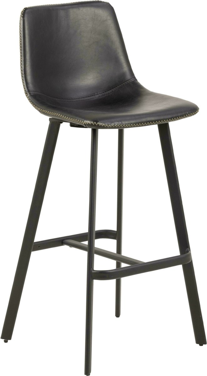 Bendt Barkruk 'Xanthe' PU, kleur Zwart (zithoogte 76.5cm)