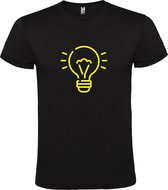 Zwart T shirt met print van " Light bulb / gloeilamp " print Geel size XL