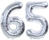 Ballon Feuille Numéro 65 Ans Argent Anniversaire Décoration Hélium Numéro Ballons Décoration De Fête Avec Paille - 86cm