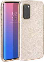 Casemania Hoesje Geschikt voor Samsung Galaxy A03 Goud - Glitter Back Cover