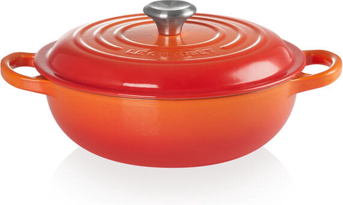Le Creuset gietijzeren marmite - 22 cm / 2.2 liter - oranjerood