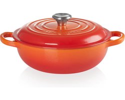 Le Creuset gietijzeren marmite - 22 cm / 2.2 liter - oranjerood