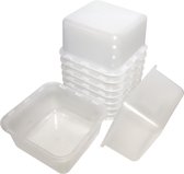 12X Plastic bakjes zonder deksel 13.5x6.5cm mengen vloeistoffen stekbakjes oppotten organizer