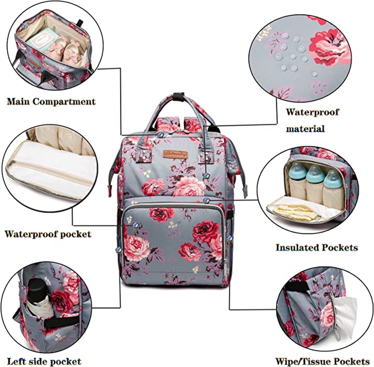 Luxe luiertas - baby tas - luier rugzak - premium kwaliteit - pasgeboren baby – foto 4