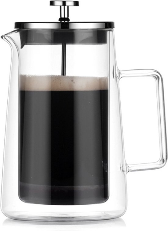 House of Husk® Dubbelwandige Cafetière - French Press - Coffeemaker - Filter Koffie - Borosillicaat Glas - Slow Coffee - 1 Liter