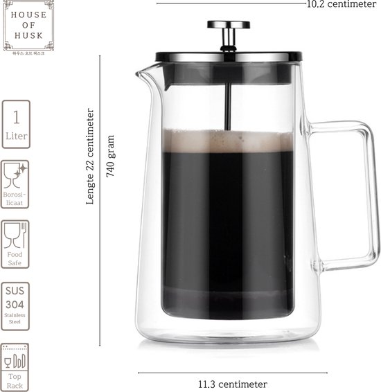 Cafetière à Piston Française 350 Ml – Verre Borosilicate Résistant – Housse Silicone Anti-brûlure Orange – Pour Café, Thé Et Mousse à Lait