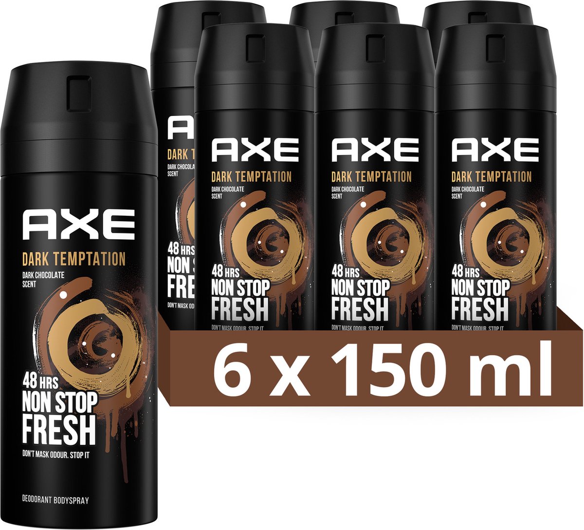 Axe Dark Temptation Bodyspray Deodorant - 6 x 150ml - Voordeelverpakking |  bol.com