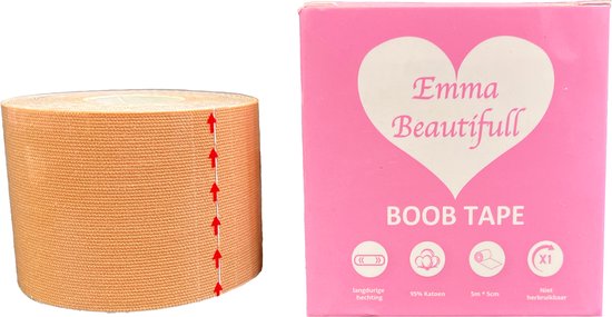 Emma Beautiful - Boob Tape - Plak BH - Inclusief herbruikbare tepelplakkers - Borst Tape - Tepelcover - Naturel - boob lift tape