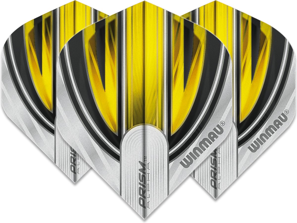 WINMAU - Prism Alpha Wit en Geel Dartvluchten - 1 set per pakket (3 vluchten in totaal)