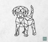 Laserfabrique Wanddecoratie - Geometrische Puppy - Large - Zwart - Geometrische dieren en vormen - Houten dieren - Muurdecoratie - Line art - Wall art