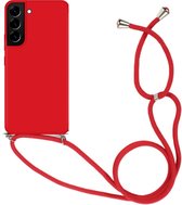 RNZV - Samsung S22 PLUS - Siliconen telefoonhoesje met koord - Rood