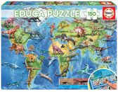 Educa - puzzel 150 stuks - Wereldkaart dinosaurus
