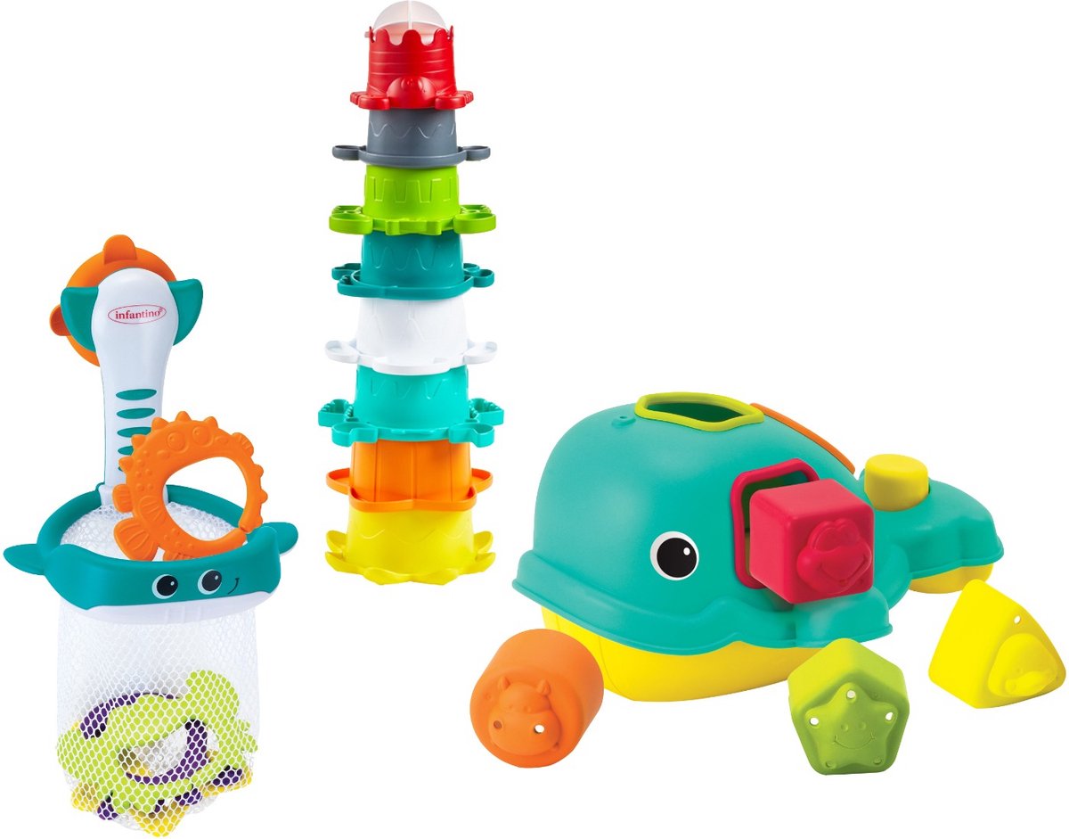 Ensemble de jouets de bain Infantino Ocean Fun - Baleine de tri, filet de s?�curit?� | bol.com