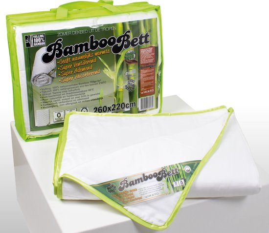 Bamboo Bett - 100% Bamboe zomerdekbed - Heerlijk Koel & Fris bamboe dekbed - Licht, soepel, absorberend, ventilerend zomer dekbed - 260x220 cm Lits-Jumeaux