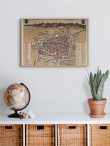 Poster In Houten Lijst - Historische Oude Kaart Leeuwarden - Stadsplattegrond 1664 - 50x70 cm