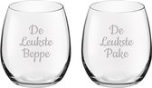 Gegraveerde Drinkglas 39cl De Leukste Pake- De Leukste Beppe