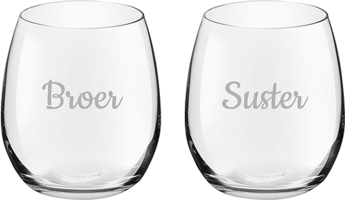 Gegraveerde Drinkglas 39cl Broer-Suster
