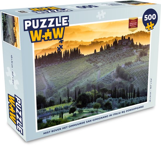 Puzzle Brume sur les fortifications de San Gimignano en Italie au lever du soleil - Puzzle - Puzzle de 500 pièces