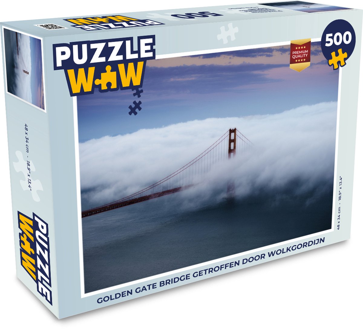 Puzzel Golden gate bridge getroffen door wolkgordijn - Legpuzzel - Puzzel 500 stukjes