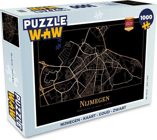 Puzzel Nijmegen - Kaart - Goud - Zwart - Legpuzzel - Puzzel 1000 stukjes  volwassenen | bol.com