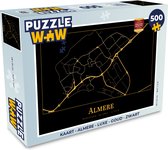 Puzzel Kaart - Almere - Luxe - Goud - Zwart - Legpuzzel - Puzzel 500 stukjes