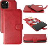 HB Hoesje Geschikt voor Apple iPhone 12 & 12 Pro Rood - 2 in 1 Luxe Kunstlederen Portemonnee Book Case met Extra Vakken