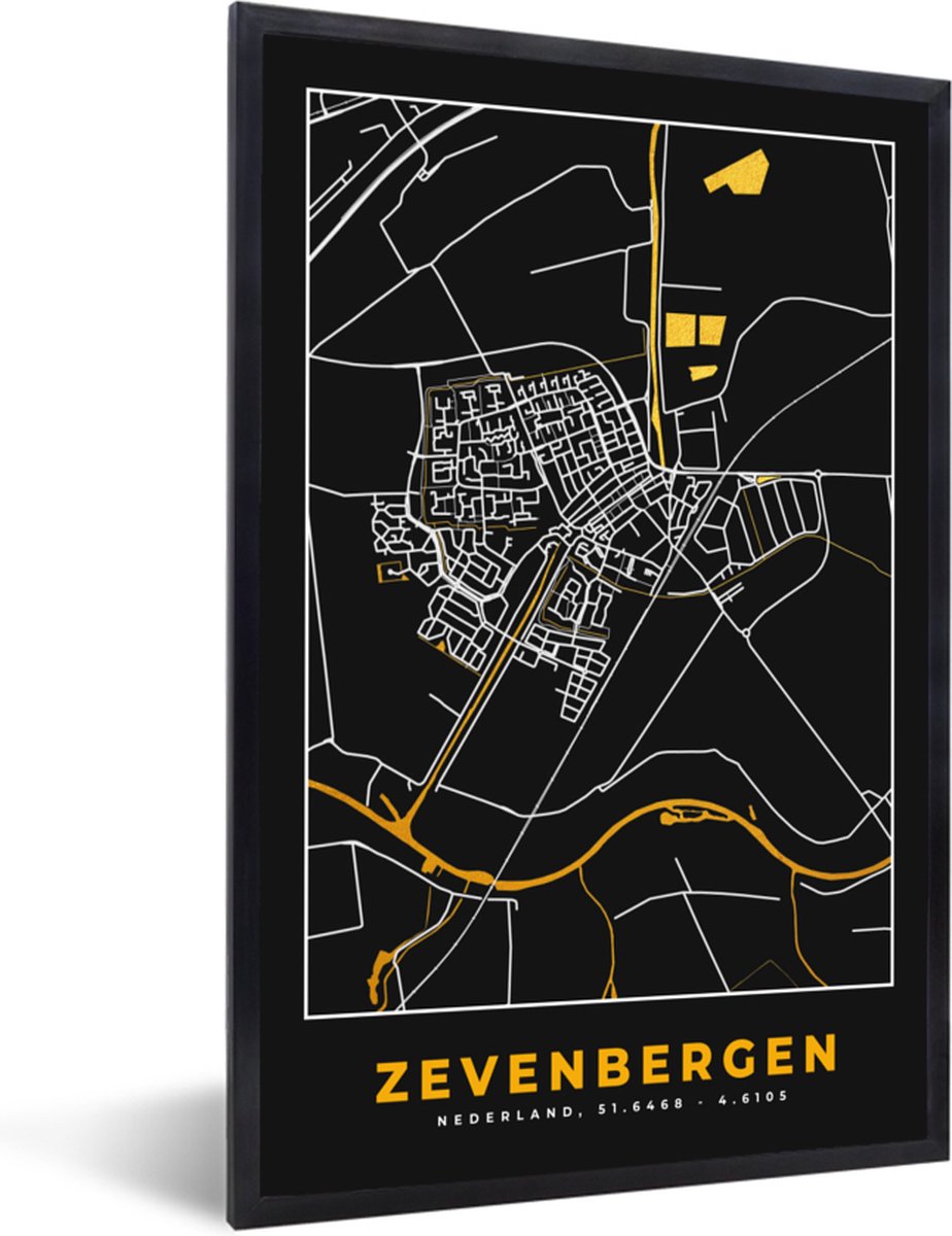 Fotolijst Incl Poster Zevenbergen Kaart Plattegrond Goud Stadskaart X Bol Com