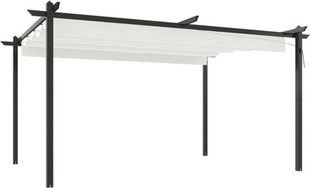 vidaXL - Tuinprieel - met - uittrekbaar - dak - 4x3 - m - crèmekleurig