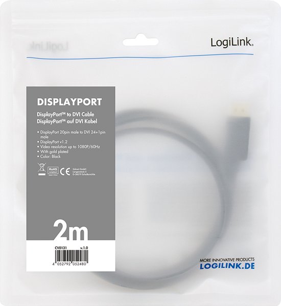 LOGILINK - monitorkabel - Displayport > DVI - 3.00m - Logilink