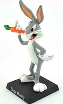 Figurine en étain lapin Bugs Bunny - hauteur 9,5 cm couleur gris avec figurine looney tunes blanche peinte à la main sur socle