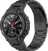 Stalen Smartwatch bandje - Geschikt voor Amazfit T-Rex - Pro stalen band - zwart - Strap-it Horlogeband / Polsband / Armband