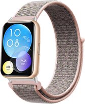 Nylon Smartwatch bandje - Geschikt voor Huawei Watch Fit 2 nylon bandje - pink sand - Strap-it Horlogeband / Polsband / Armband