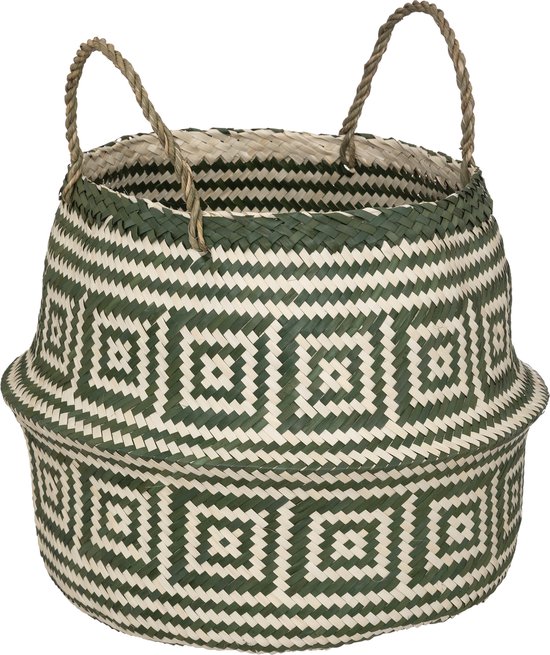 Panier Osier - Seagrass Naturel vert et naturel 35 x 40 cm - Pot de fleurs