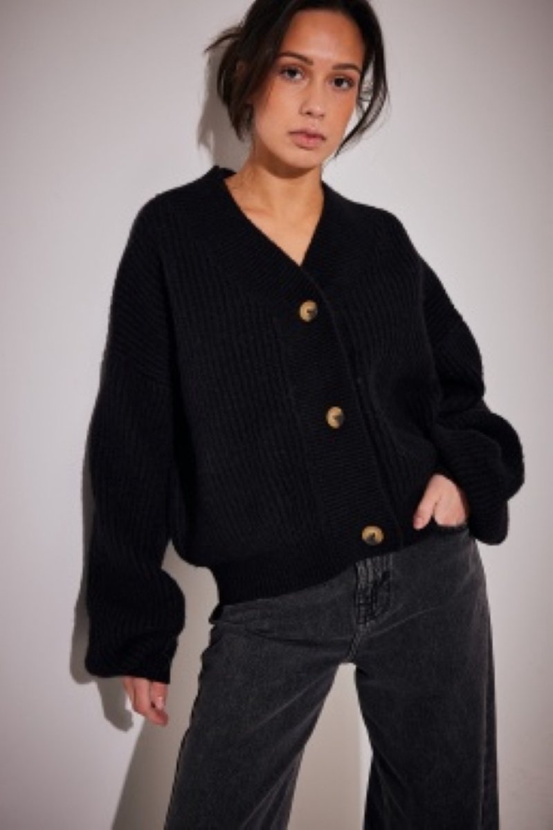 NA-KD Heavy Rib Knitted Cardigan Dames Vest - Maat S