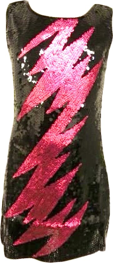 Hoogy Googy feestelijk jurkje met pailletten - Bliksem zwart/roze - maat 92/98
