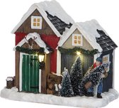 LuVille Kerstdorp Miniatuur Kerstboom Winkel - L15,5 x B11 x H13 cm