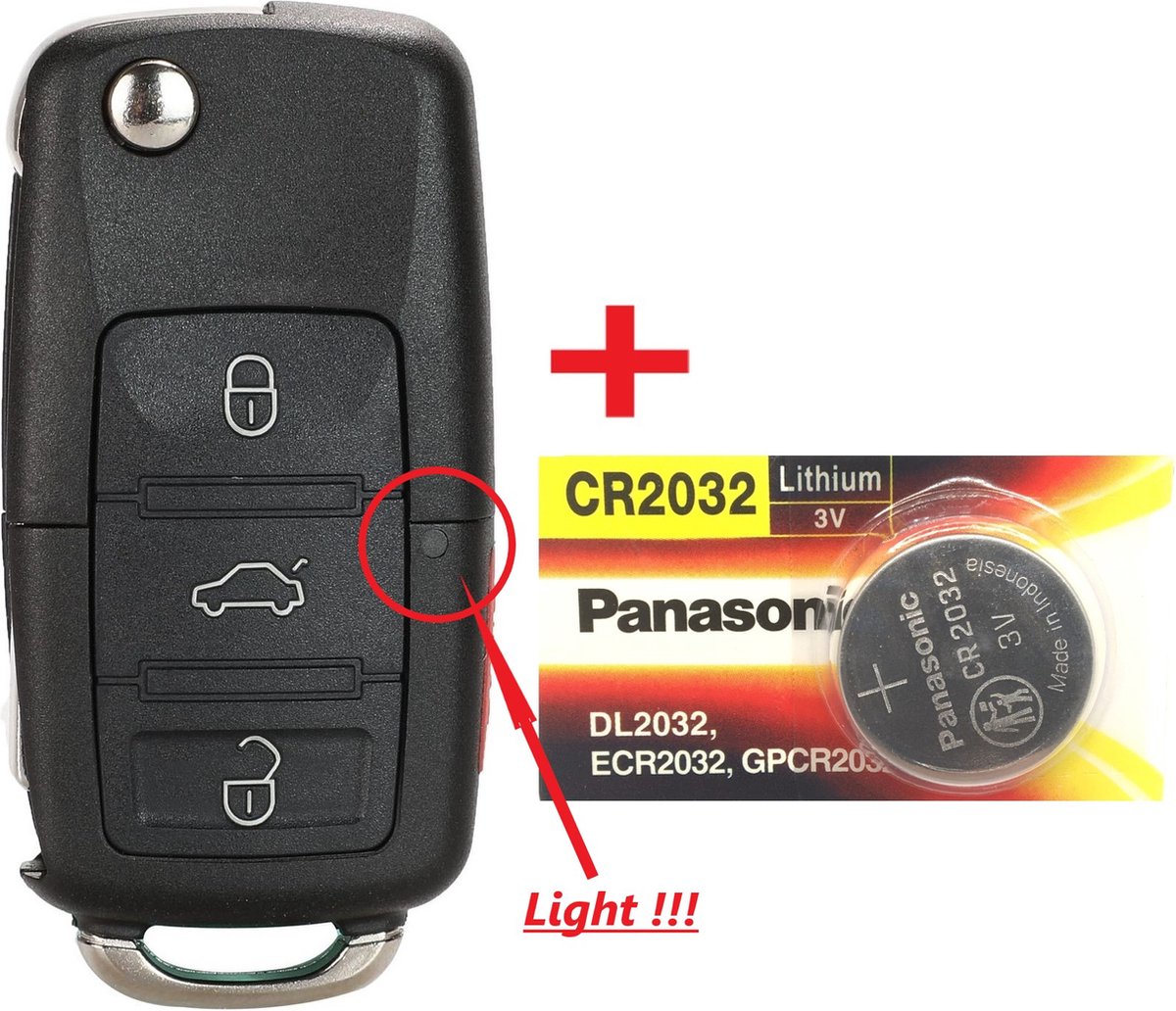 Autosleutel behuizing 3 knoppen + Batterij CR2032 geschikt voor Volkswagen  - Seat -... | bol